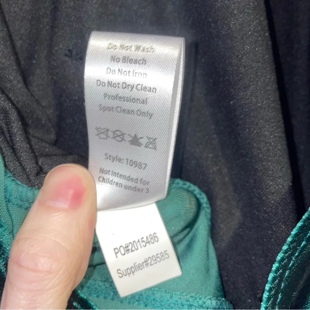 Weissman Dance Costume Velvet Leotard Dress Women M Mesh Skirt Performance Arts Green Size M - Image 8