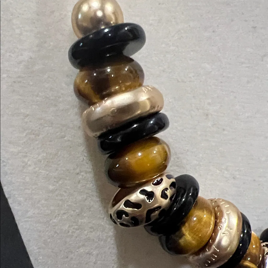 Piper K | Tigers Eye/Leopard Beaded Necklace Gold - Image 6