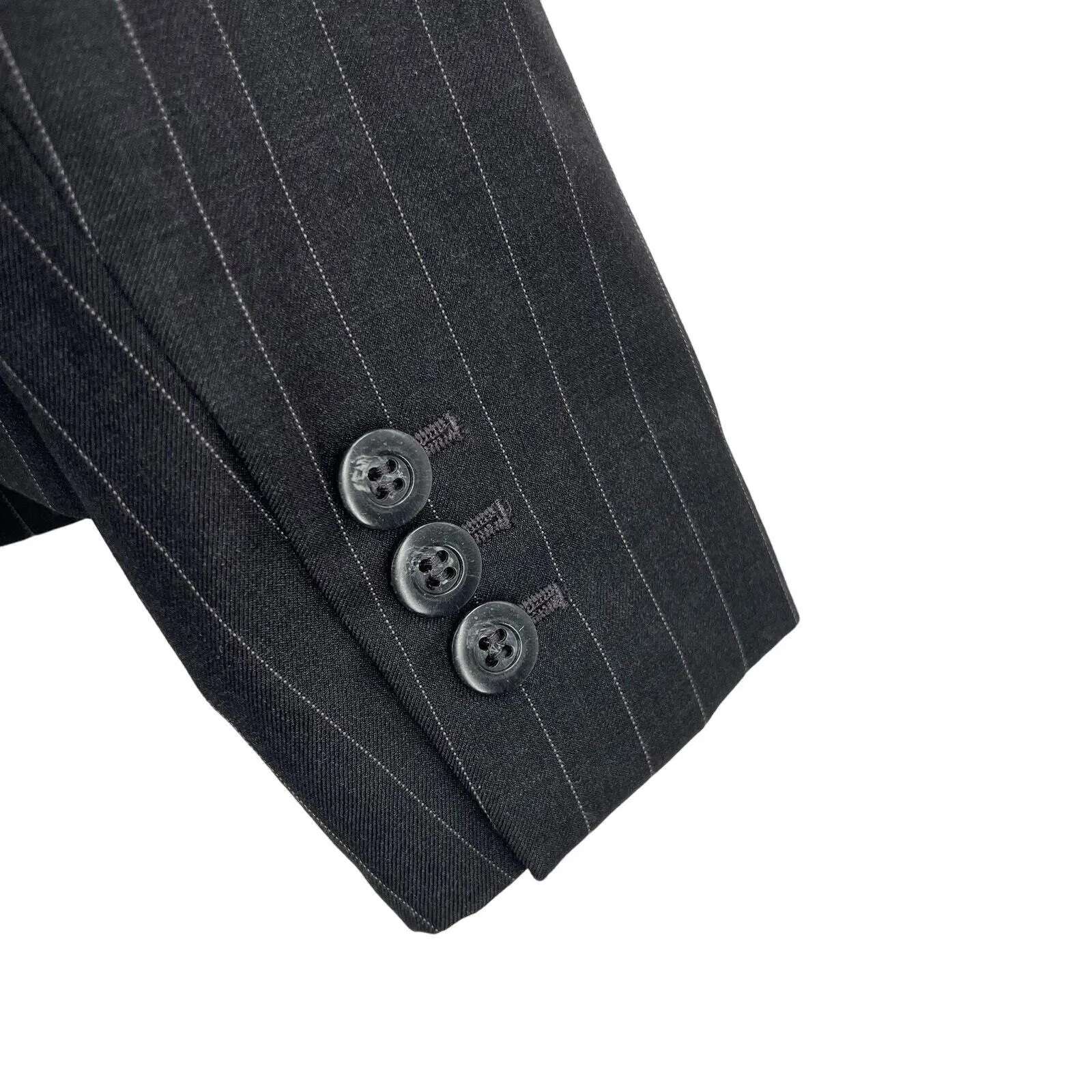 Loft Petites Blazer 2P Pinstripe Office Work Professional Grey Wool‎ - Image 3