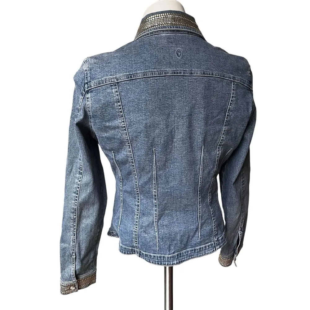Christine Alexander Crystalli Studded Denim Jacket, Sz S Blue - Image 4