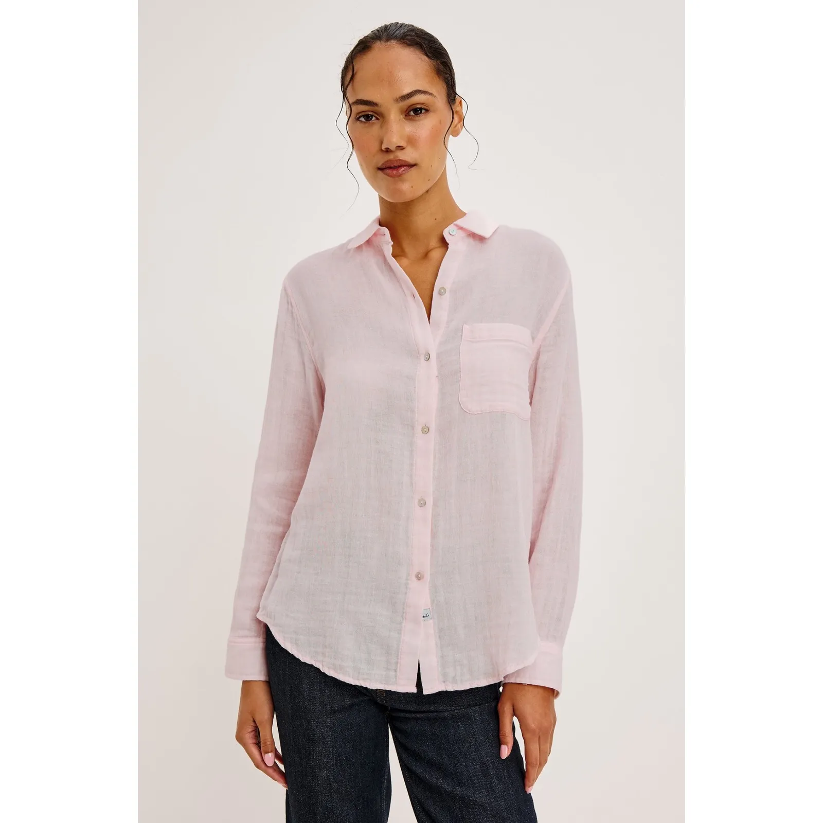 Rails Ellis Shirt In Petal Pink Gauze Organic Cotton Long Sleeve Button Down XS - Image 2