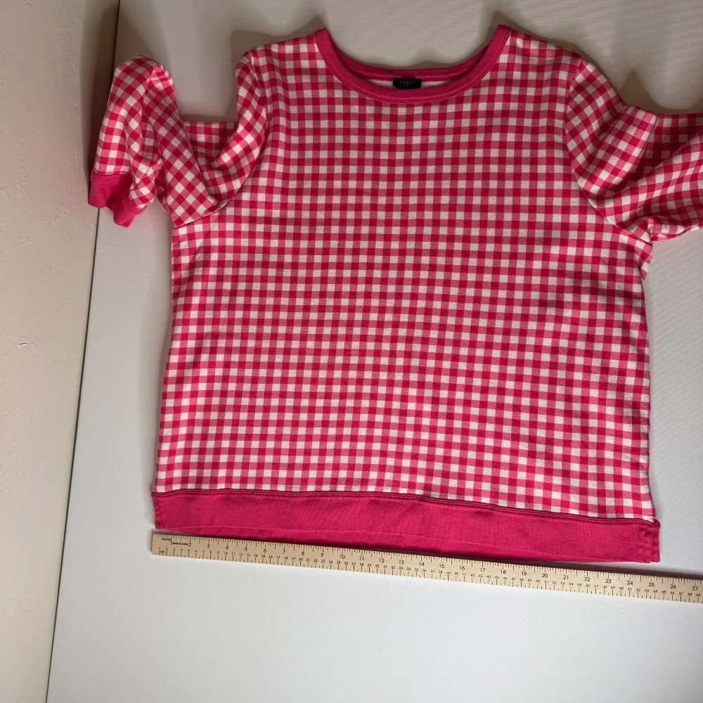 Talbots Pink Gingham Print Sweatshirt Sz 2X Pullover‎ Long Sleeve Preppy Plus - Image 11