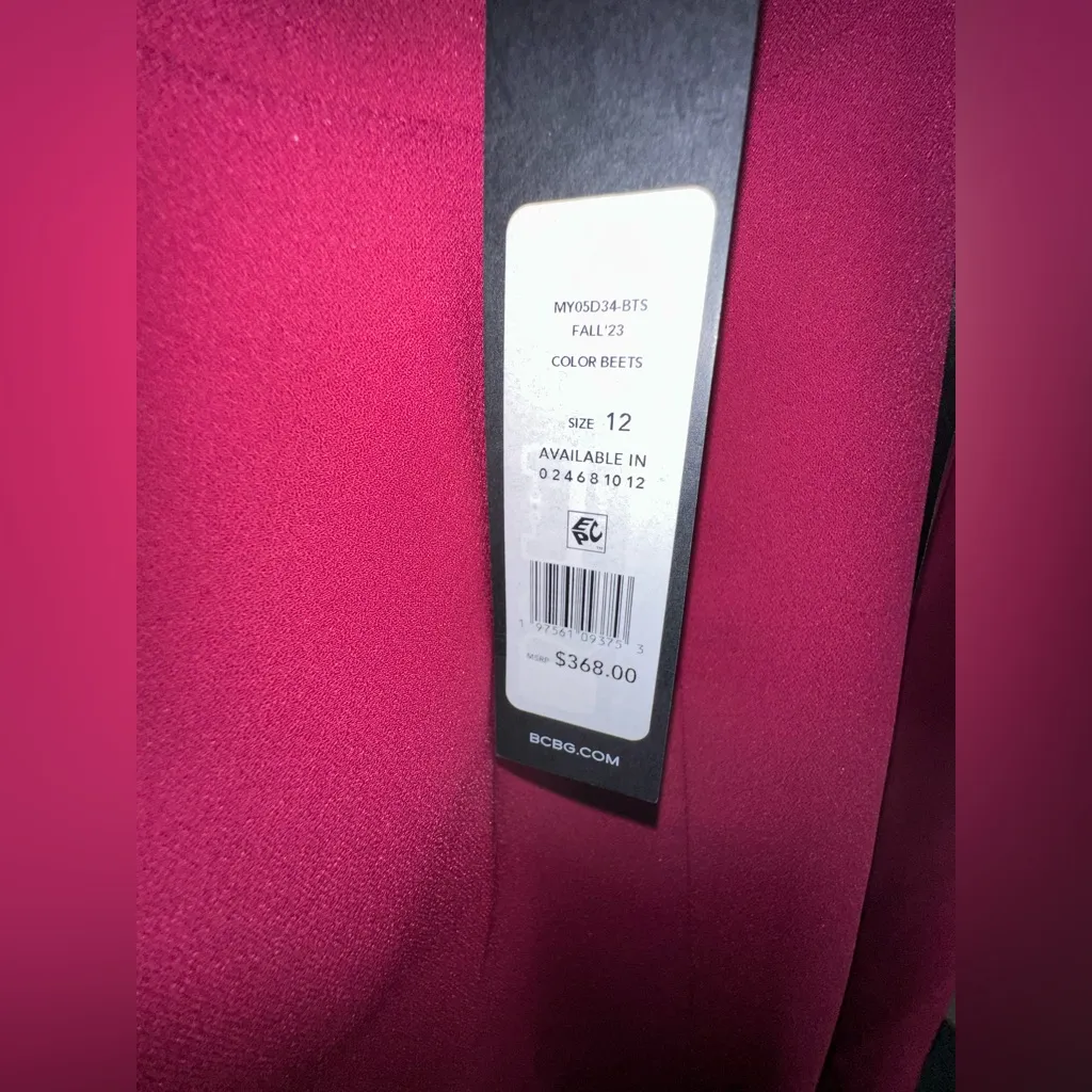 NWT BCBGMaxAzria Gracie One Shoulder Chain Gown Column Dress Beet Women Size 12 - Image 7