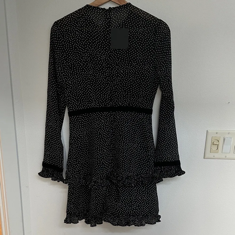 Lulu's Black and White Polka Dot Long Sleeve Dress small NWT - Image 2