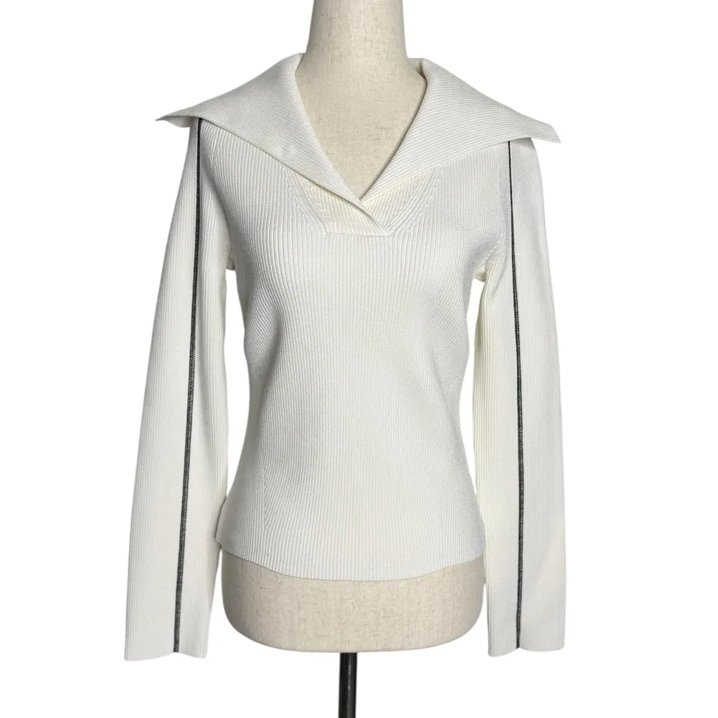 Simkhai Beckie Rib Sweater in Ivory Size M - Image 4