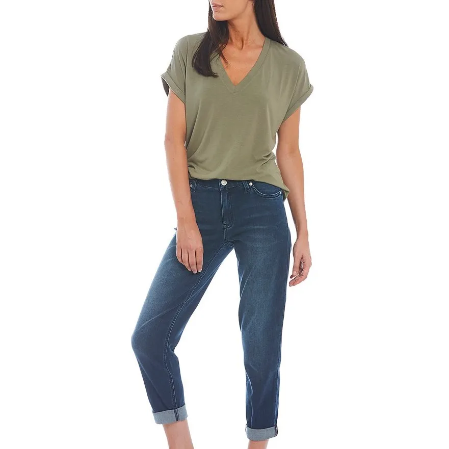 Kauai Soft Stretch Knit Jersey V-Neck Short Sleeve T-Shirt L - Image 3