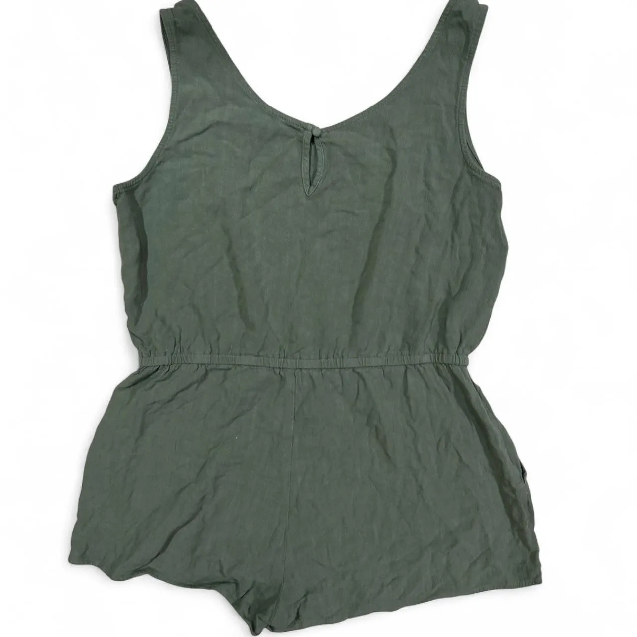 Sage Green Linen Blend Sleeveless Romper - Image 5