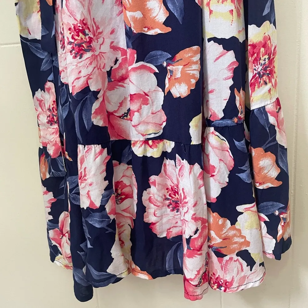 Old Navy NEW True Wrap Midi Dress Navy Blue Floral Ruffle ~ NWT Size S - Image 11