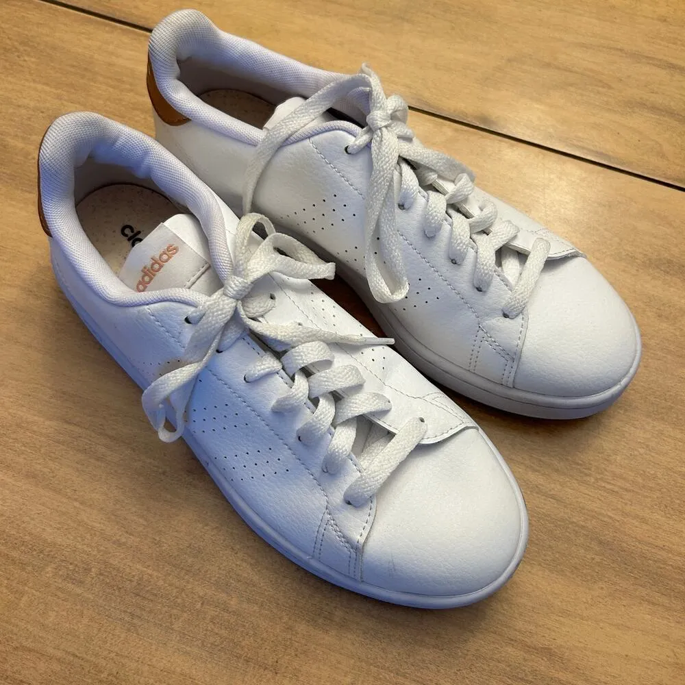 Adidas Advantage White Sneakers Copper Metallic Size 8 GW4845 Cloudfoam - Image 2