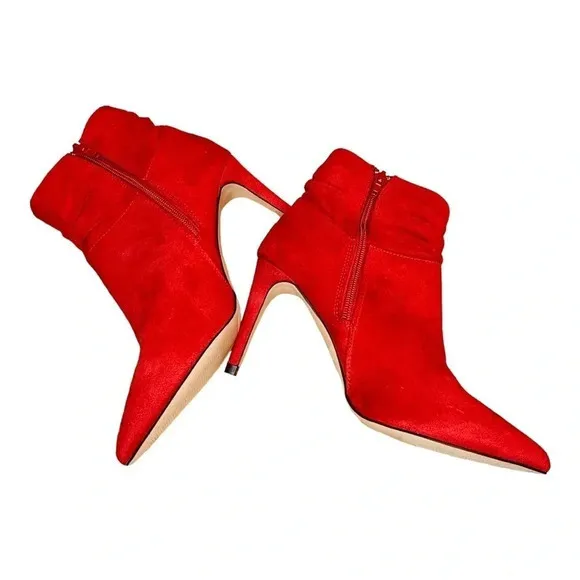 XOXO TANIAH POINTED TOE ANKLE‎ BOOTS STILETTO HEEL RED SUEDE WOMENS SIZE 7.5 - Image 8