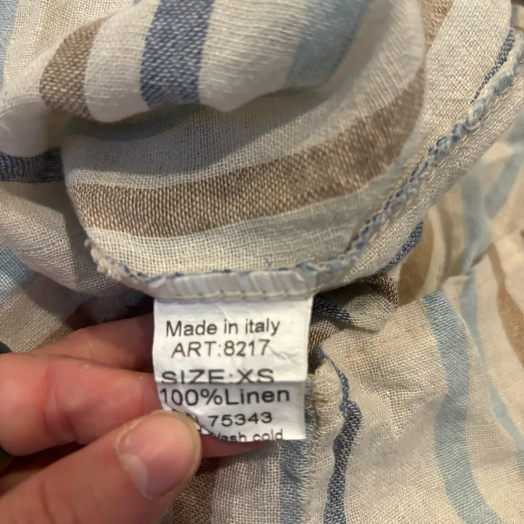 Blu Orchid Linen Striped Midi Dress Made in Italy – Multicolor Boho Summer - Image 5