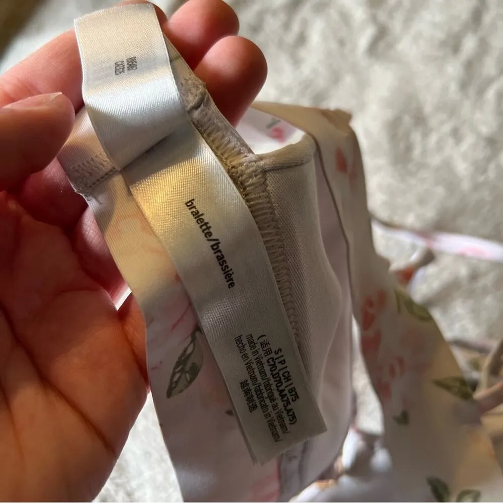 Victoria’s Secret PINK Bonded White Floral Strappy Cross Back Bralette Size M - Image 7