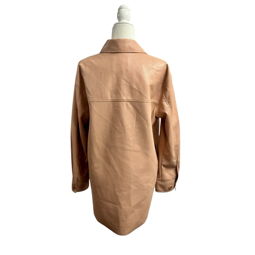 Wilfred The Ganna Shirt Jacket Button Up Vegan Faux Leather Light Pink Small S - Image 2