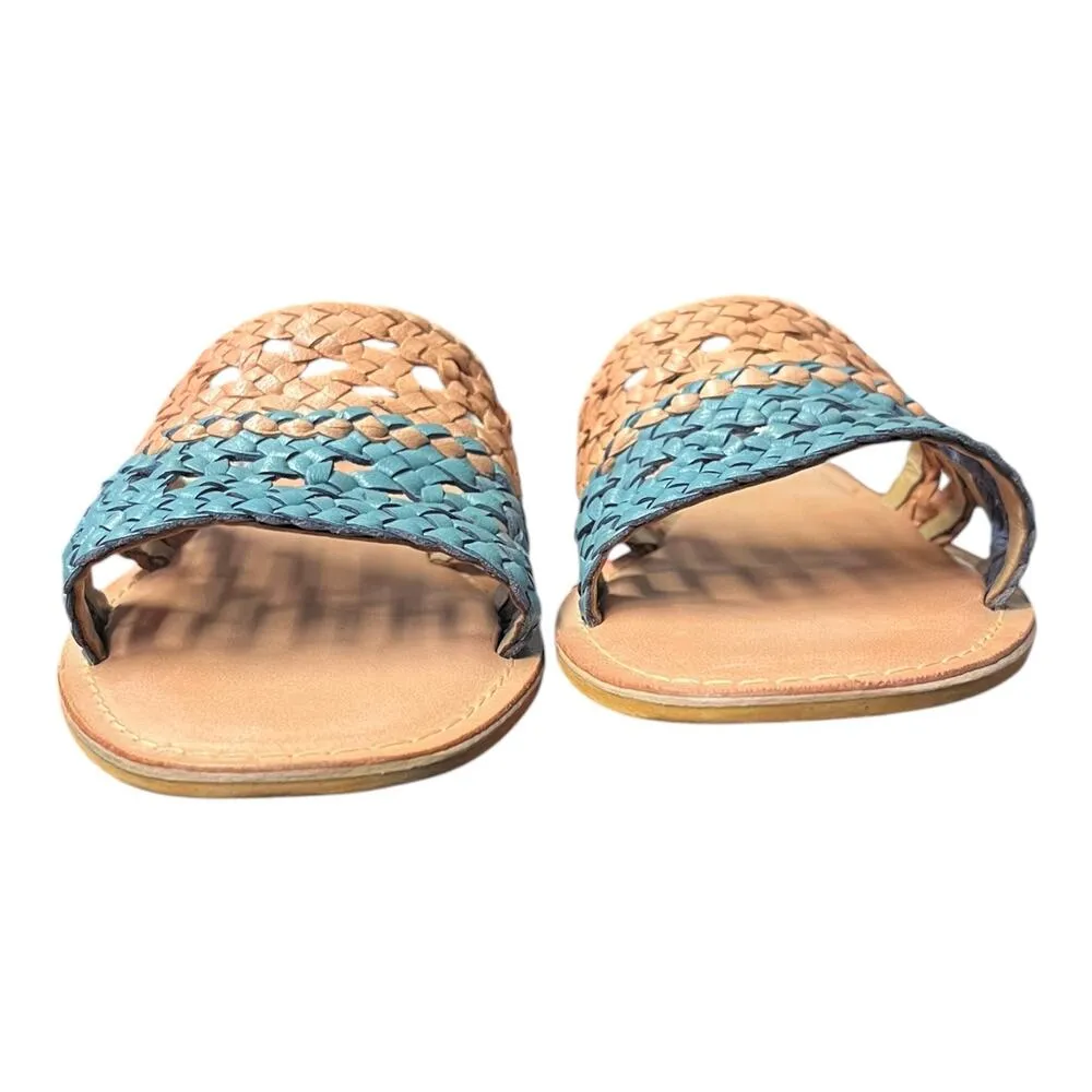 ANTHROPOLOGIE SEYCHELLES Everlasting Sandal Leather Braided Color Block Tan NEW - Image 4
