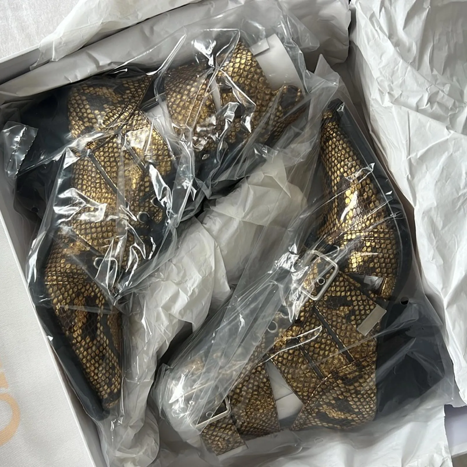 NEW CHLOÉ Rylee Python Caged Cutout Booties Harvest Gold Metallic 36.5 EU $1490 - Image 3