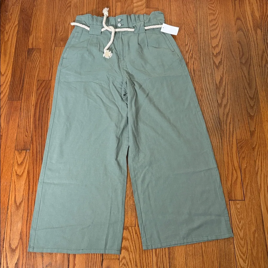 DRIFTWOOD DENIM Vicki Linen-blend Pant Paper‎ bag Green Aloe size 28 NWT - Image 2