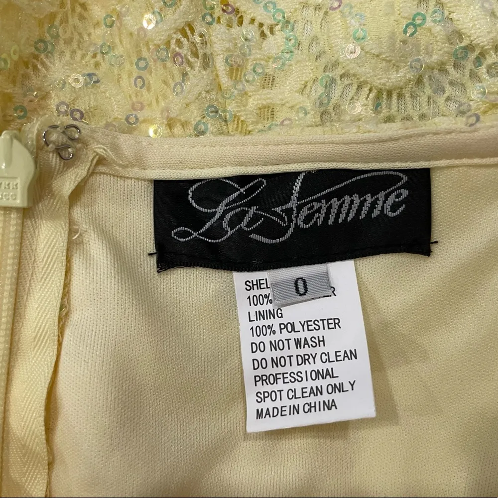 La Femme 28565 Yellow Lace Maxi Skirt ONLY 0 - Image 8