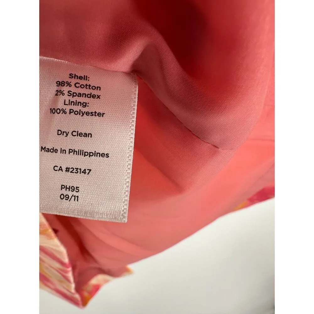 Talbots Skirt Women 2 PETITE NWT Orange Pink White Printed Pencil Cotton Blend - Image 7