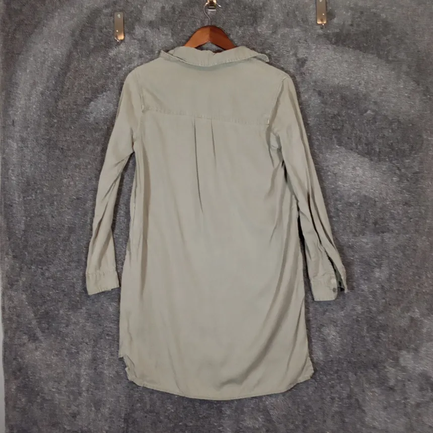Quince Vintage Wash Tencel Tunic Dress Olive Green Womens XS - Image 5