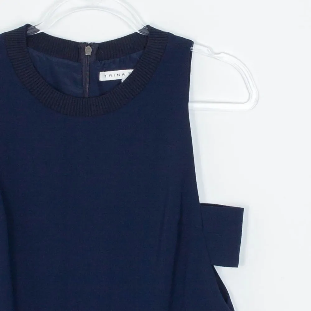 Trina Turk Yasmine‎ Sleeveless Pants Jumpsuit Navy Blue Womens Size 6 - Image 5