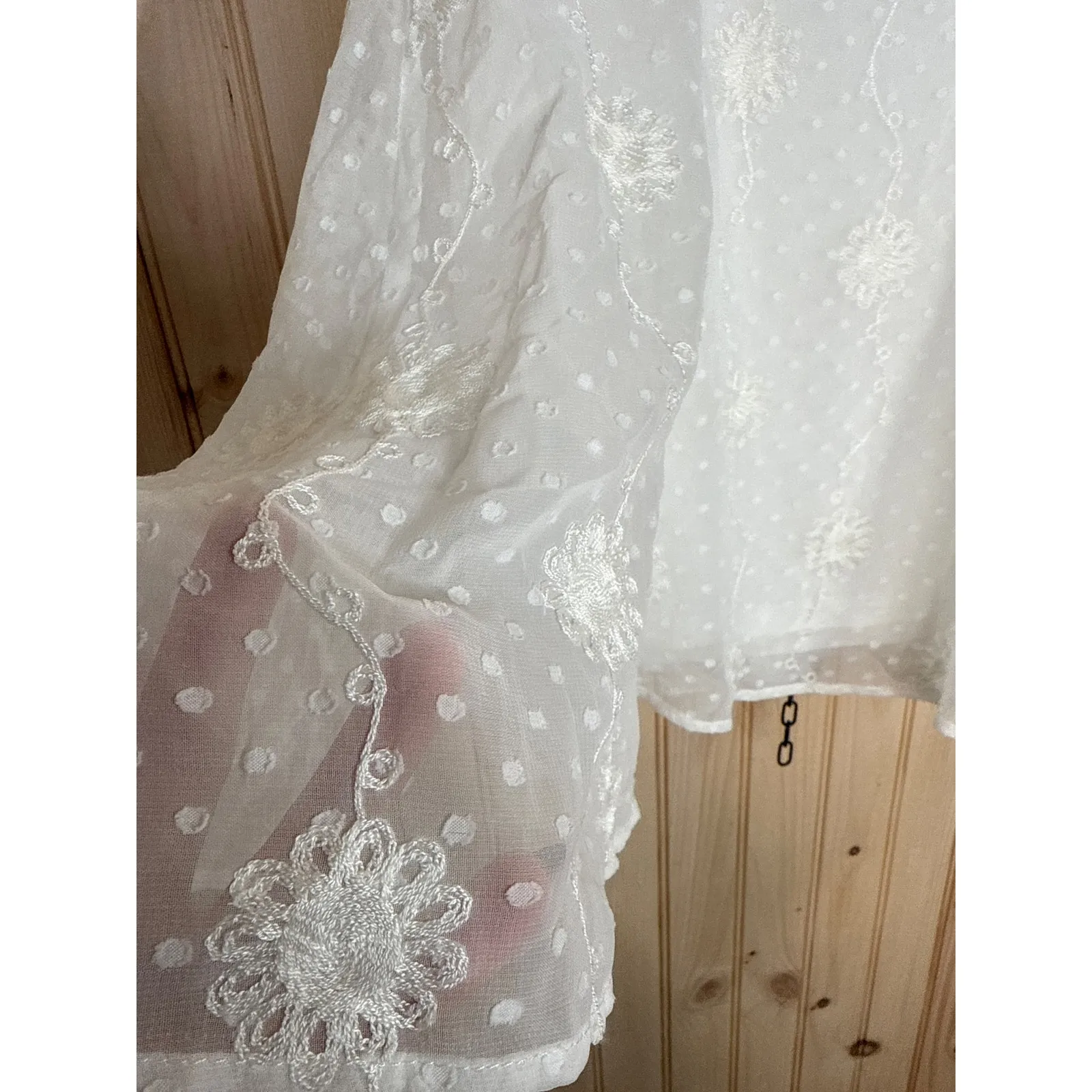 NWT Lulus Adorable Approach White Floral Embroidered Tie-Strap Mini Dress Sz M - Image 4