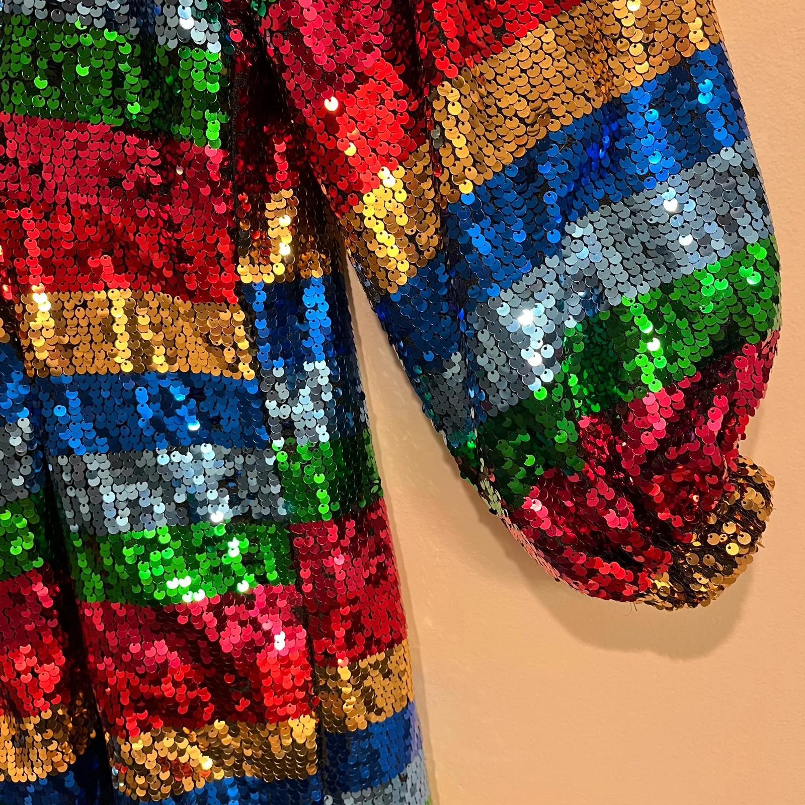 Buddy Love Dress Rainbow Sequin Wrap Style Long Sleeve Minidress Medium Pride - Image 6