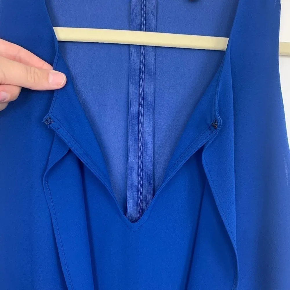 Naked Zebra Royal Blue Chiffon Sleeveless Blouse Medium - Image 6