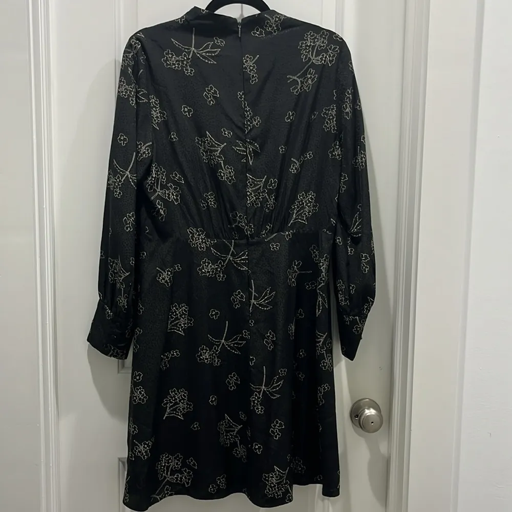Rebecca Taylor Tailored Silhouette Floral Silk Blend Long Sleeve Dress Sz 10 - Image 9