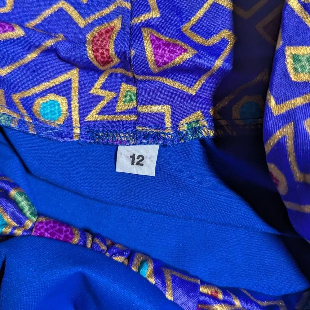 Vtg 1990s Catalina Cobalt Blue Geometric Trim Underwire 2 Pc Nylon Bikini Sz 12 - Image 4