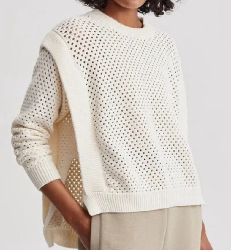 Varley Arabella True Knit Cotton Perforated Sweater Size Medium Loungewear - Image 1