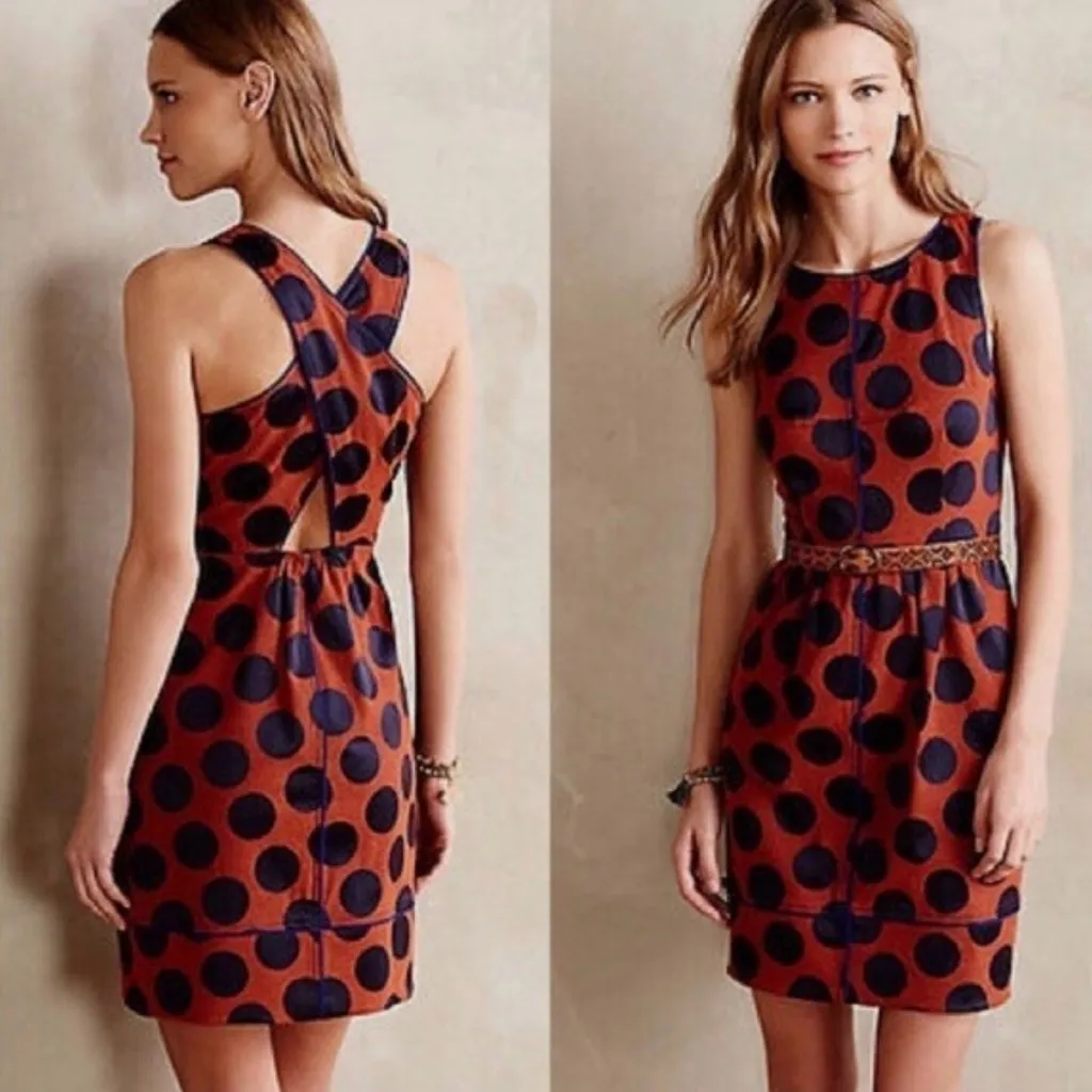Maeve by Anthropologie Rokin Criss Cross Sleeveless Polka Dot Dress Size 2‎ - Image 4