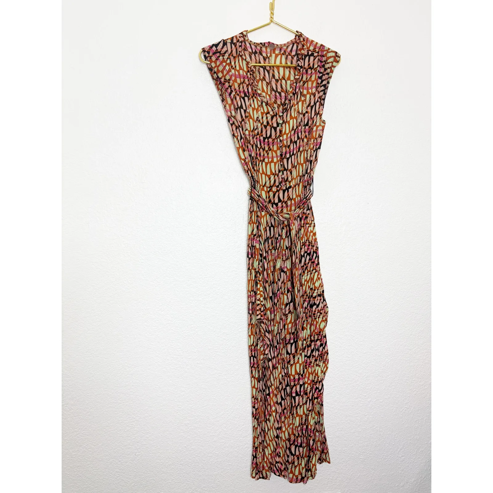 Free People Sahara Jumpsuit Size Small Bohemian Festival Western Print Wide Leg - Image 4