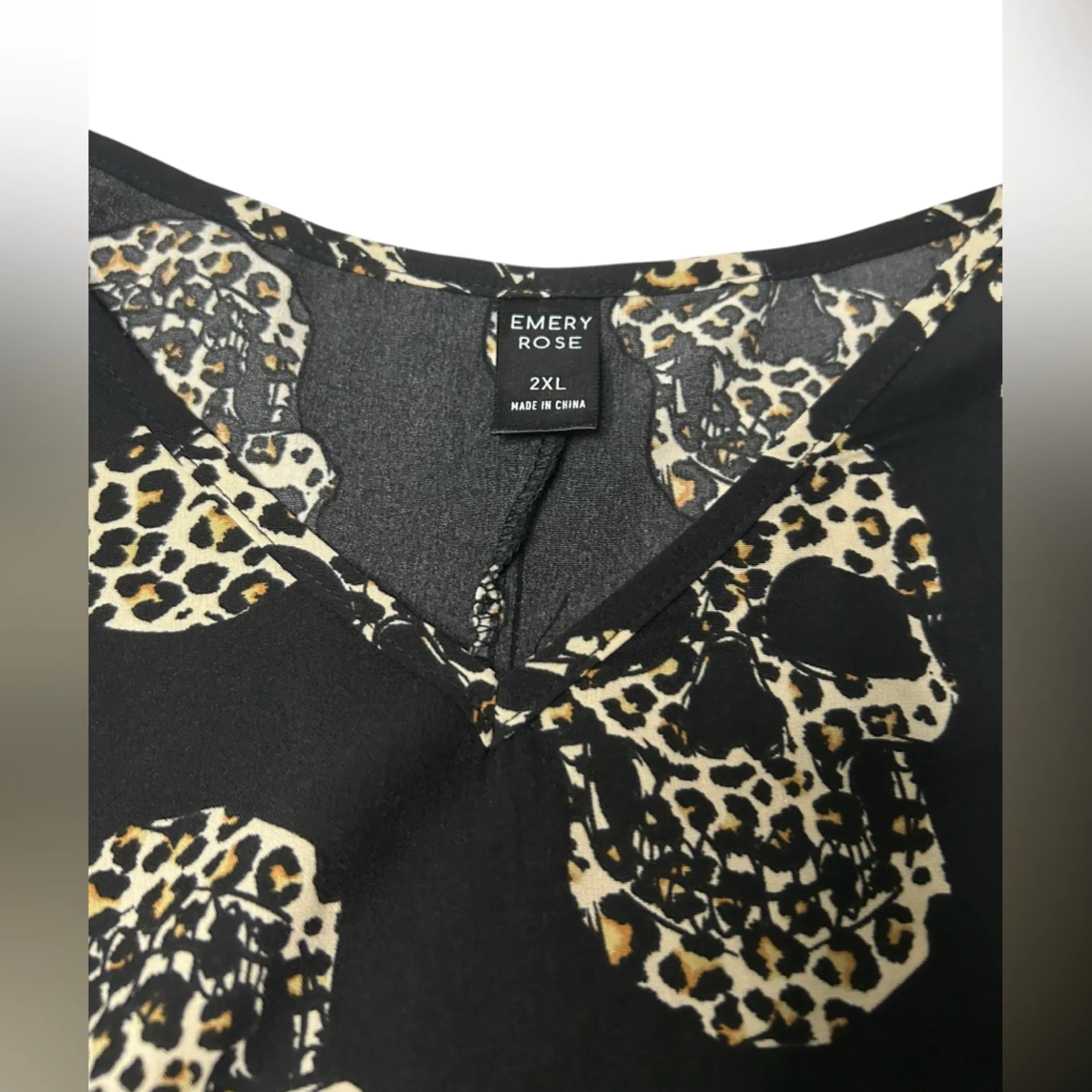 Emery Rose 2XL Black Silky Camisole – Leopard Skull Print, Gothic Y2K Alt Style Size undefined - Image 8