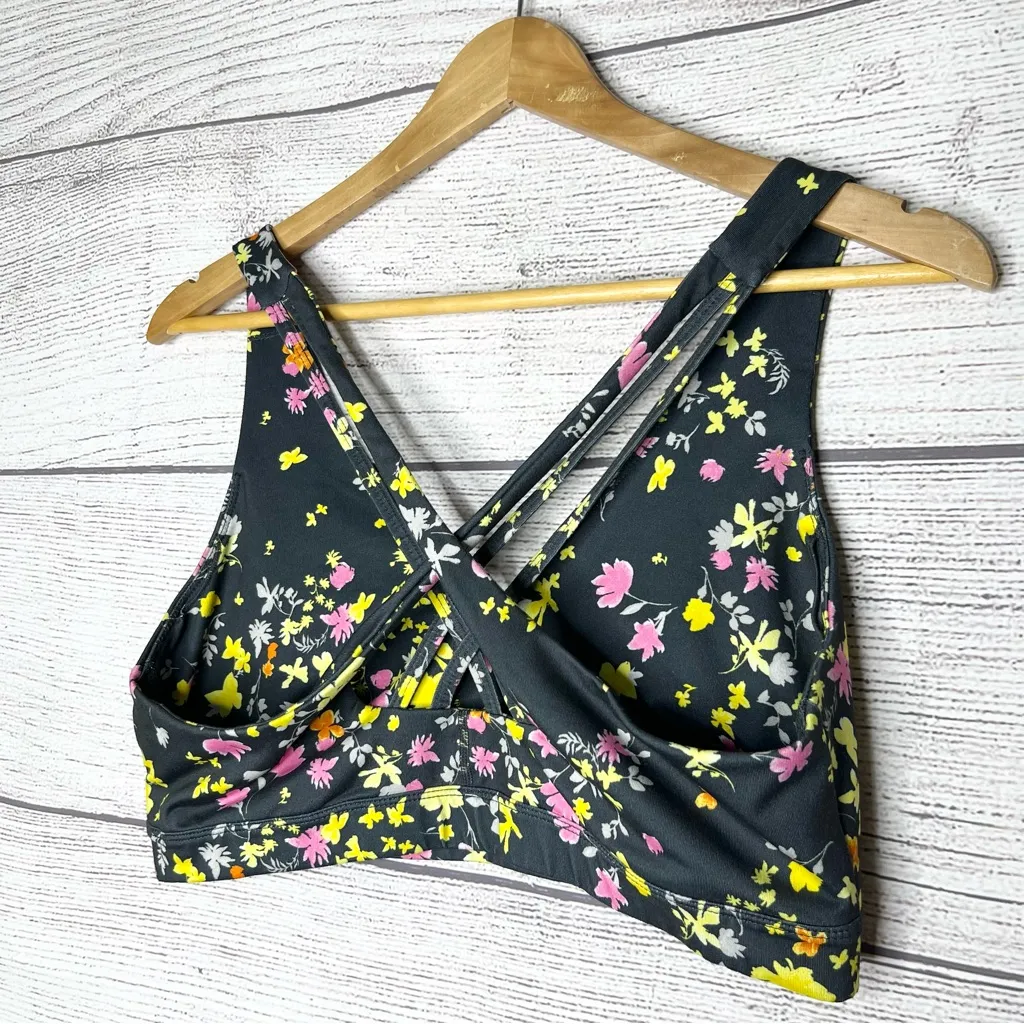 Ideology Gray Pink & Yellow Floral Strappy Back Low Impact Sports Bra Size Large - Image 7