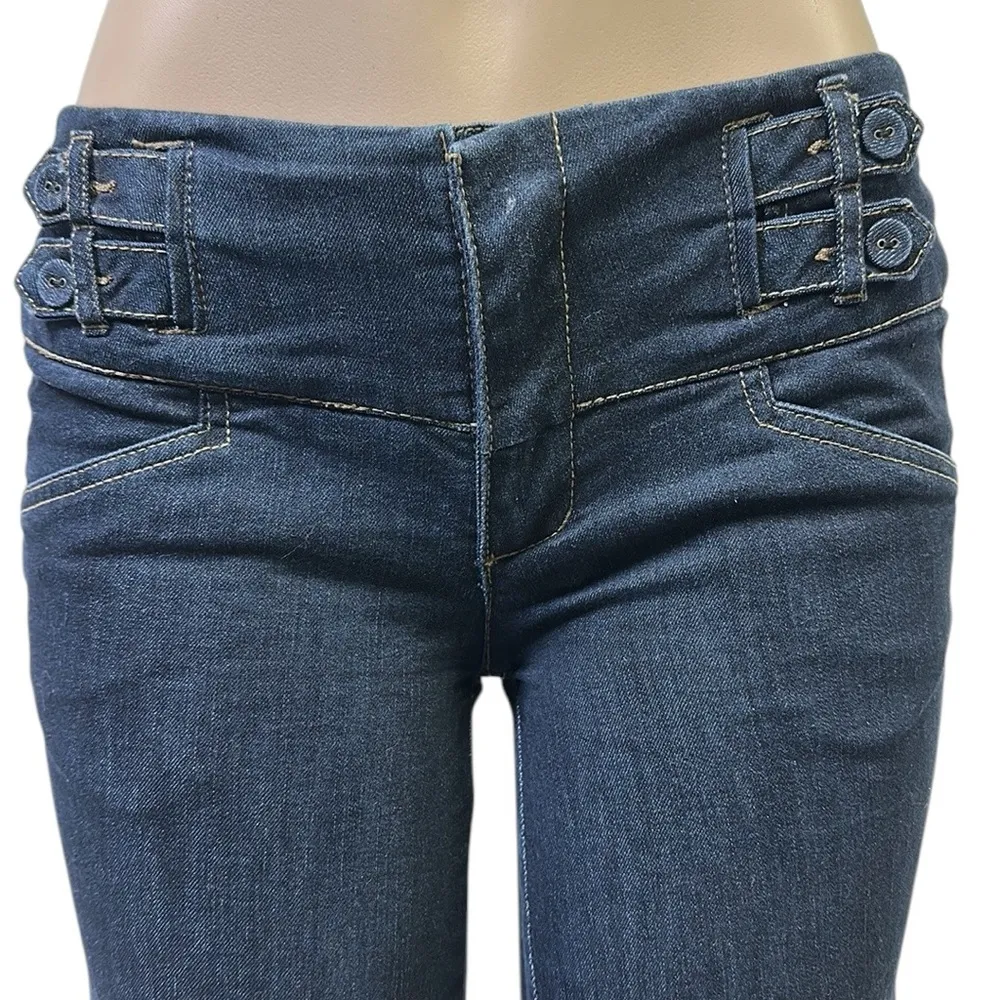 Boom Boom Denim Mid Rise Blue Jean Bermuda Shorts Dark Wash Juniors Size 7 - Image 2