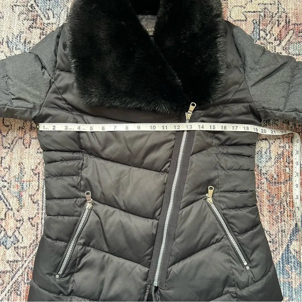 Buffalo David Bitton  Puffer Jacket Fitted Faux Fur Collar Zipper Coat Medium - Image 7