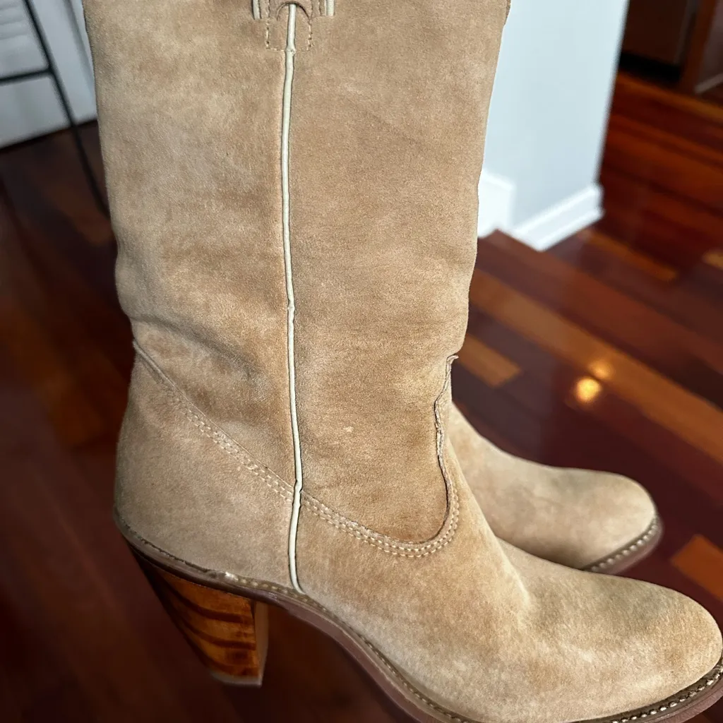 Vintage Capezio Tan Leather Suede Heeled Boots Size 7M L704 Western Cowgirl - Image 3