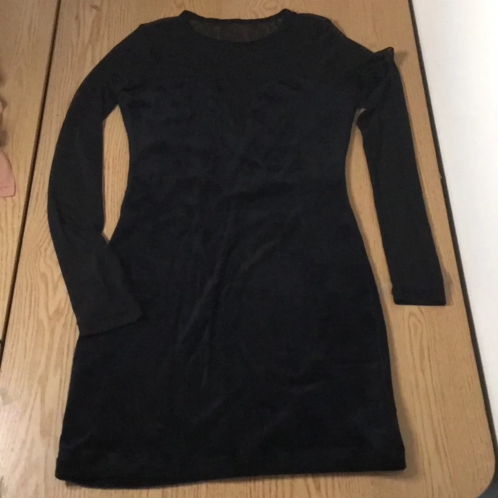 B17 Sexy Women’s Forever 21 Dress Sheer Mesh Long Sleeves Black Size Small - Image 2