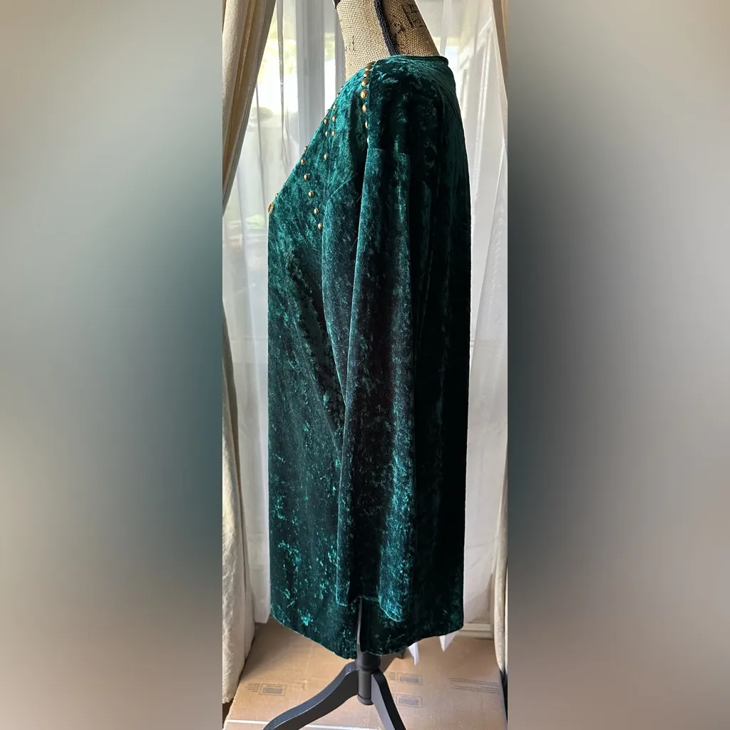 Bonnie Blair Vintage Crushed Velvet Embellished Lounge Set Green Size XL - Image 4