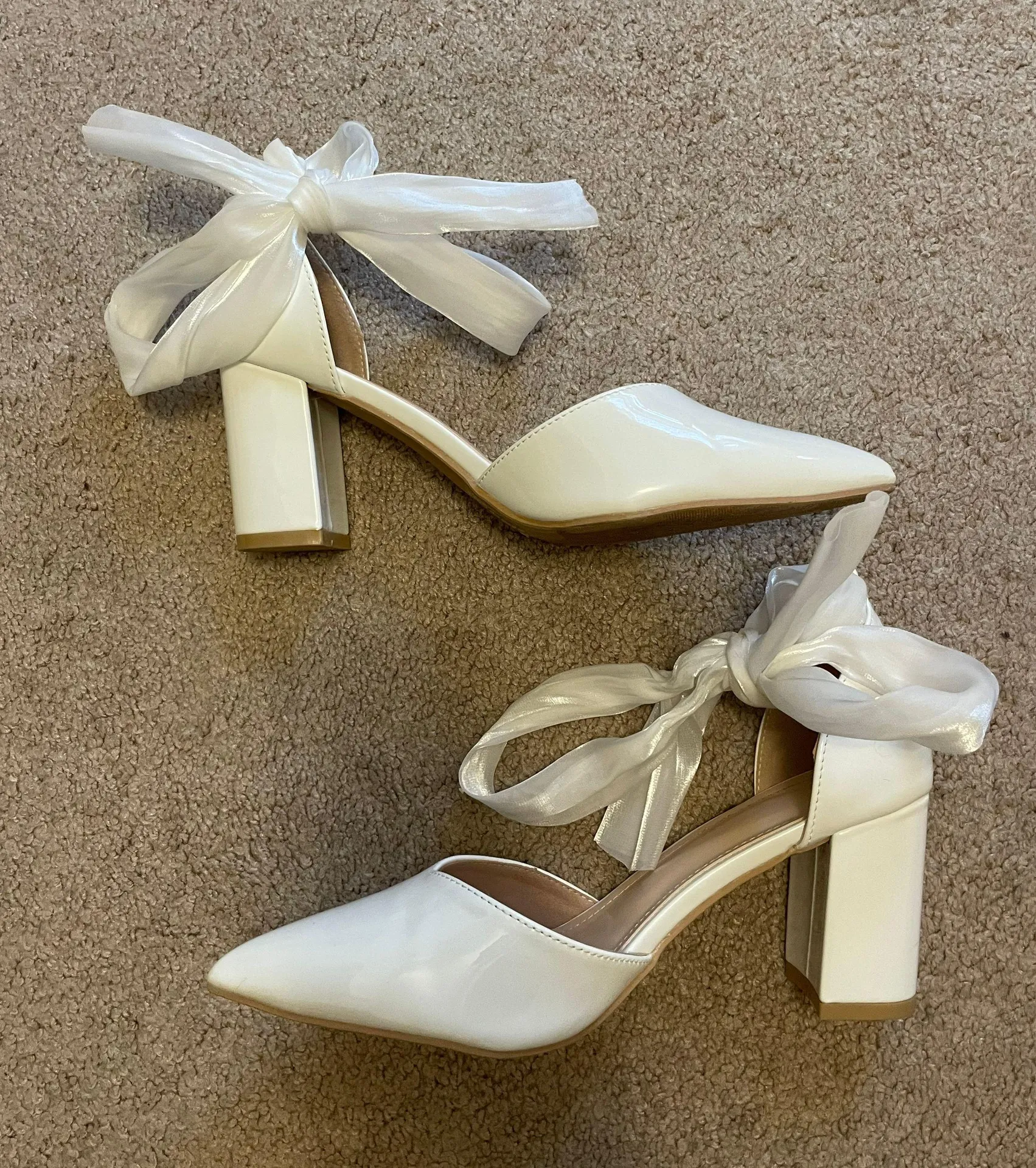 Amazon White Heels With Satin Ties - Image 3