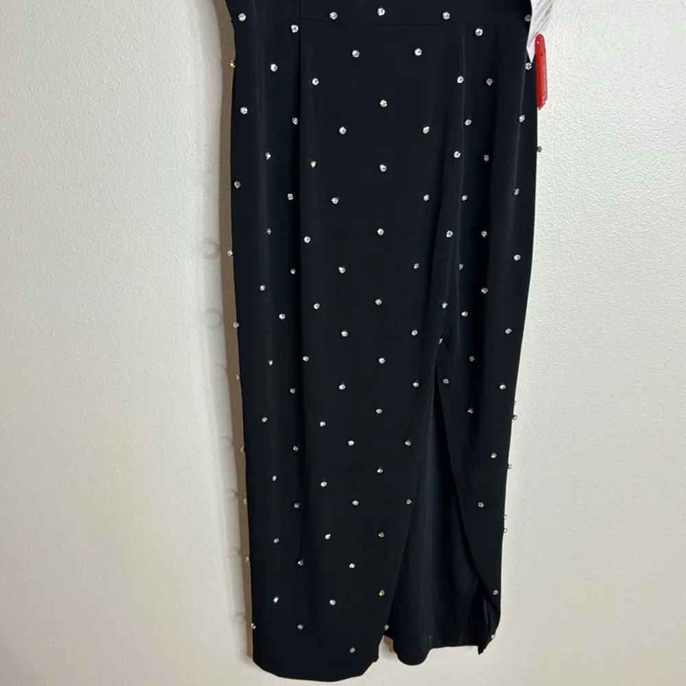 Mac Duggal SLEEVELESS RHINESTONE ENCRUSTED SQUARE NECK MIDI DRESS size 4 - Image 6