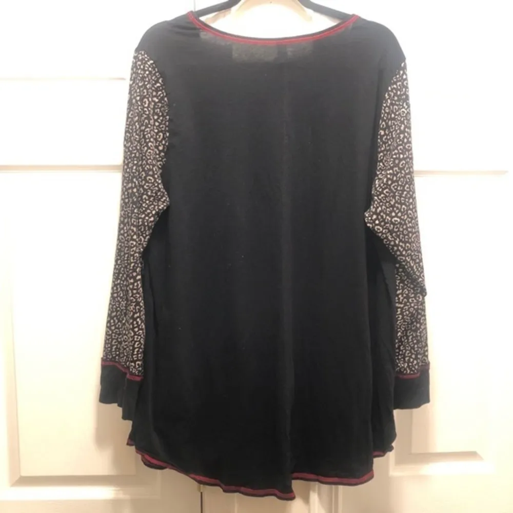 Cacique Leopard Print Sleeve Night Shirt - Image 2