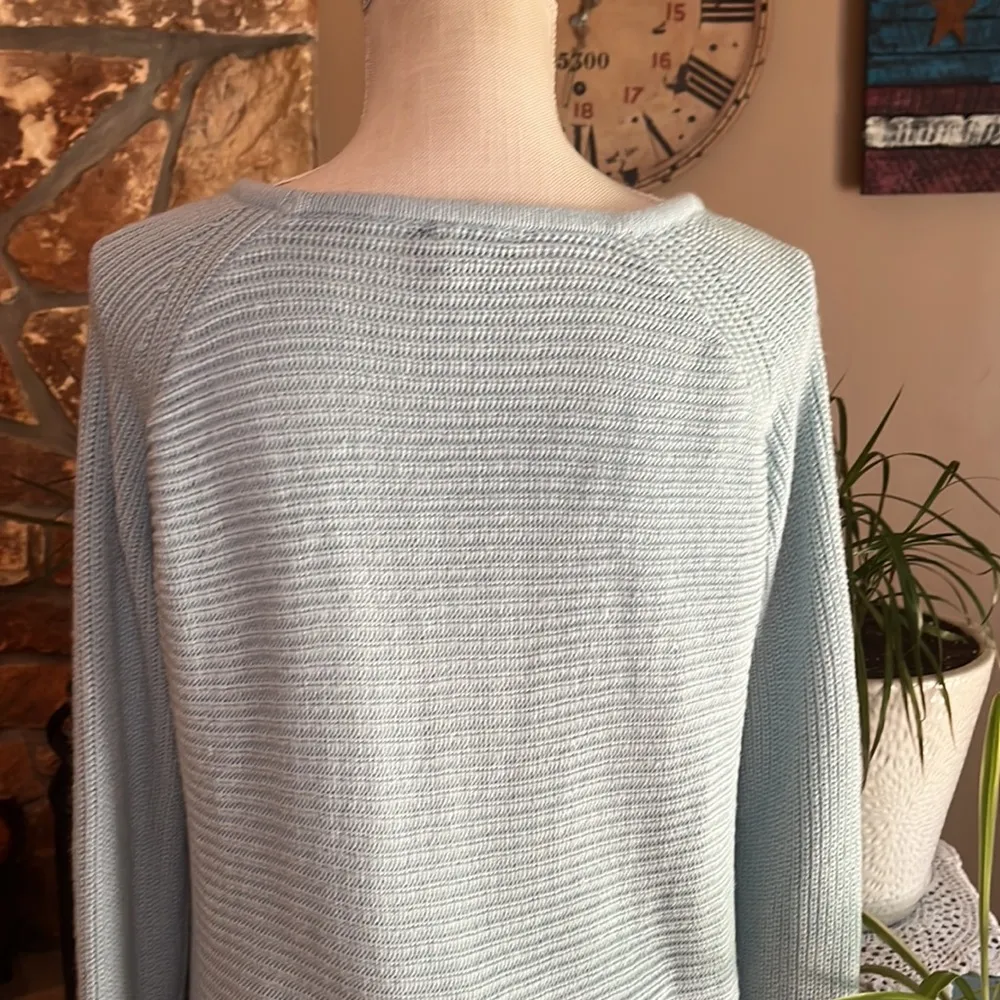 Ana Crewneck Sweater Criss-Cross Sleeve Detail Size XL Light Blue - Image 9