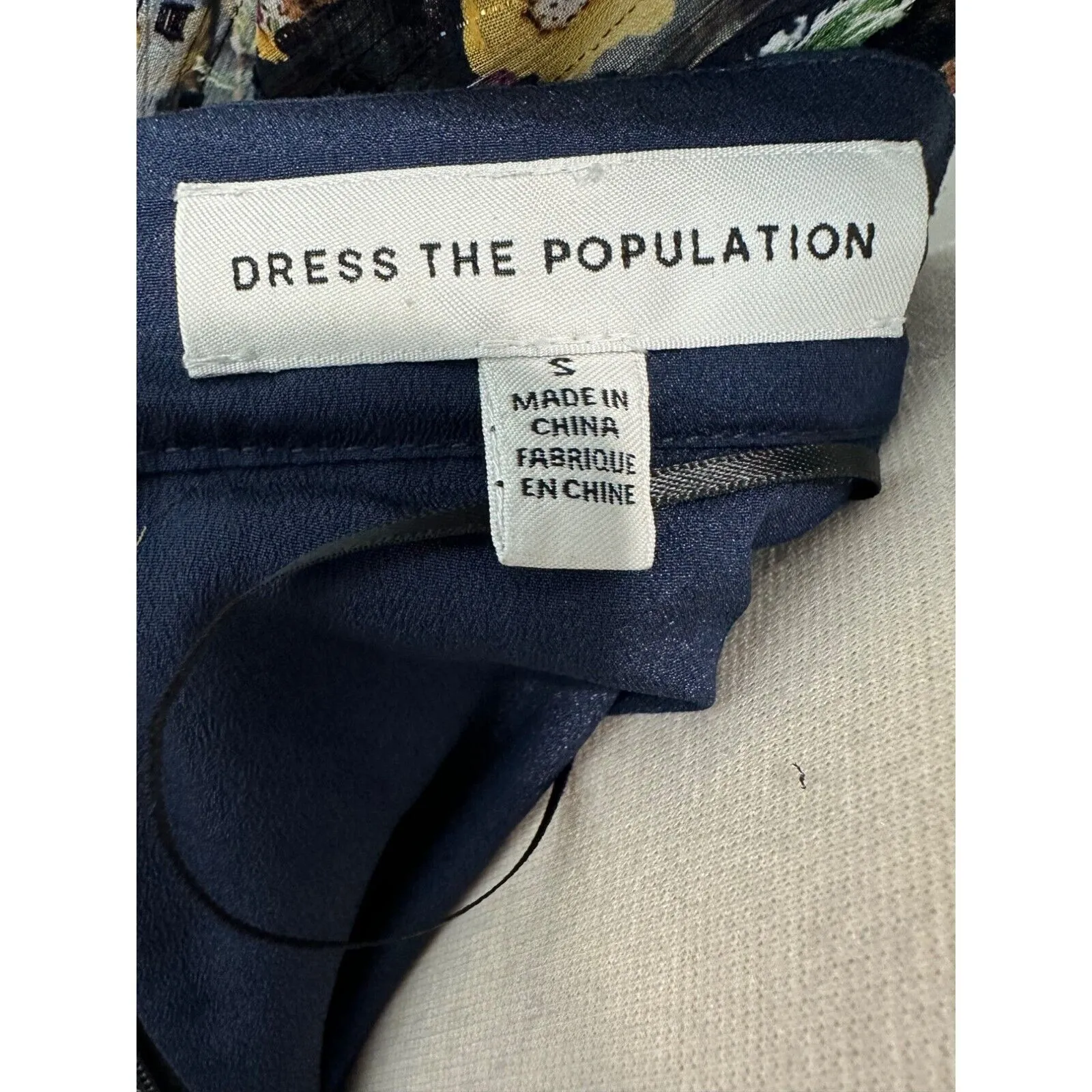 Dress The Population 2 piece Floral Sheer Sleeve Open Back Top Skirt NWOT size S - Image 4