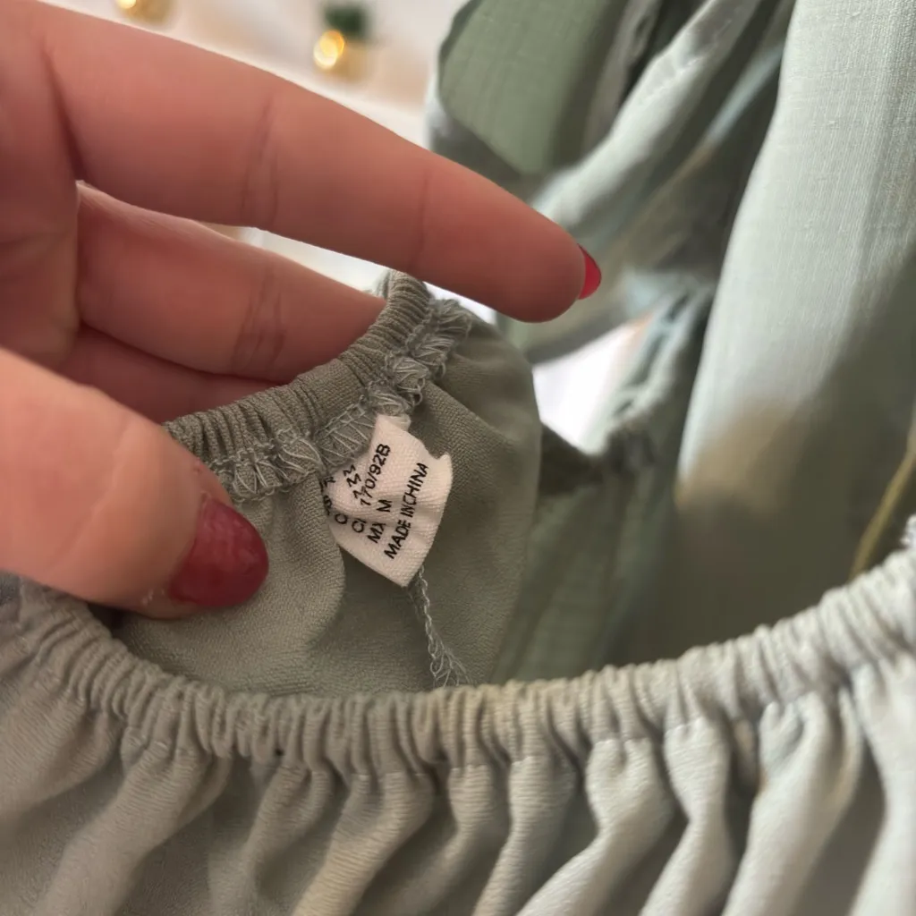 Amazon Light Green Ruffle Sleeve High Low Dress - Image 3