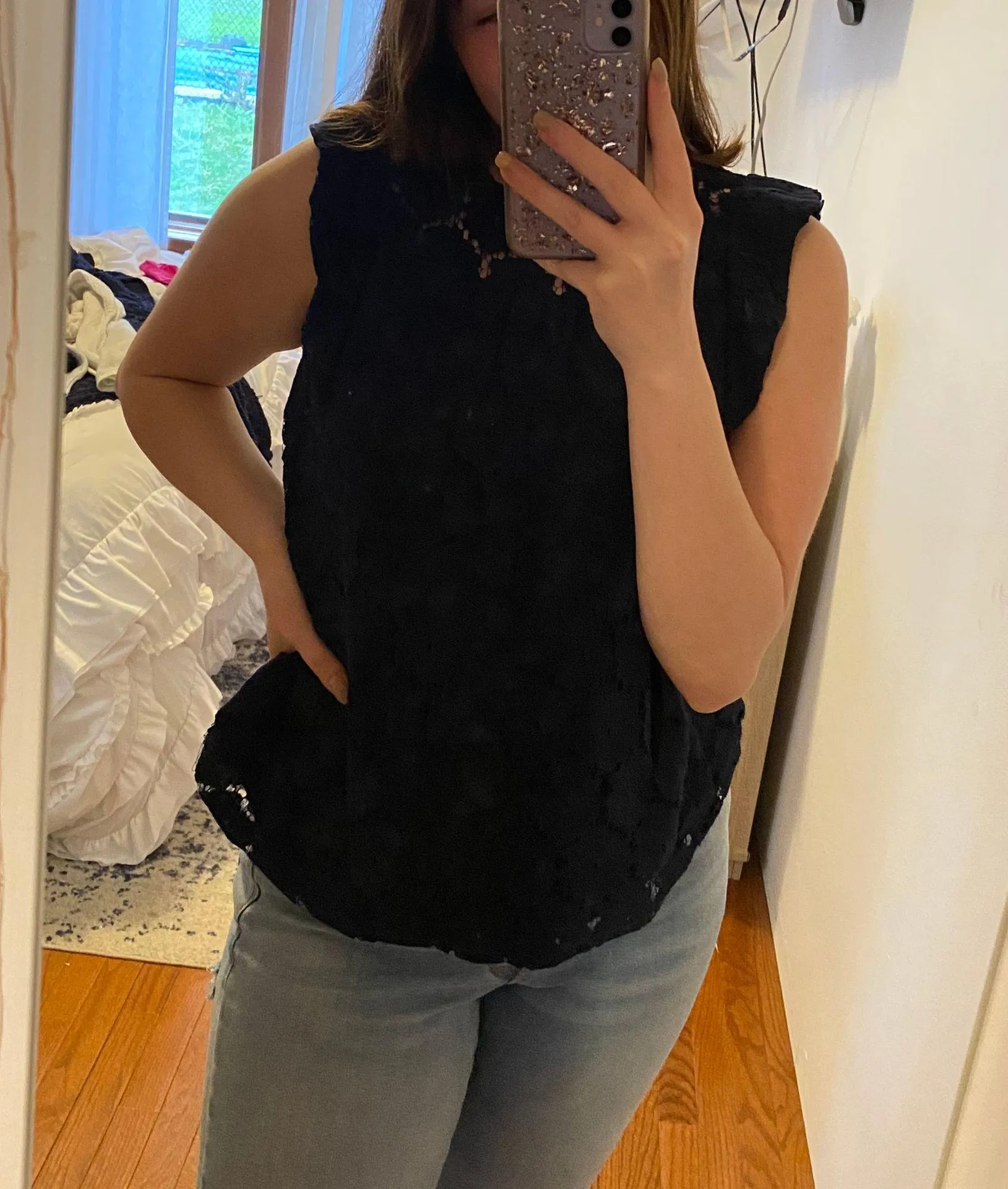 Lace Tank Top Blue Size XL - Image 2