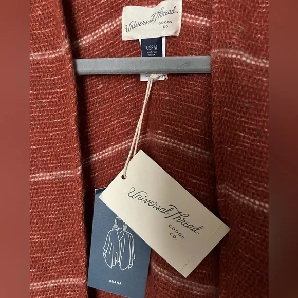 NWT Universal Thread orange rust stripe Ruana Kimono Jacket Poncho OS‎ - Image 4
