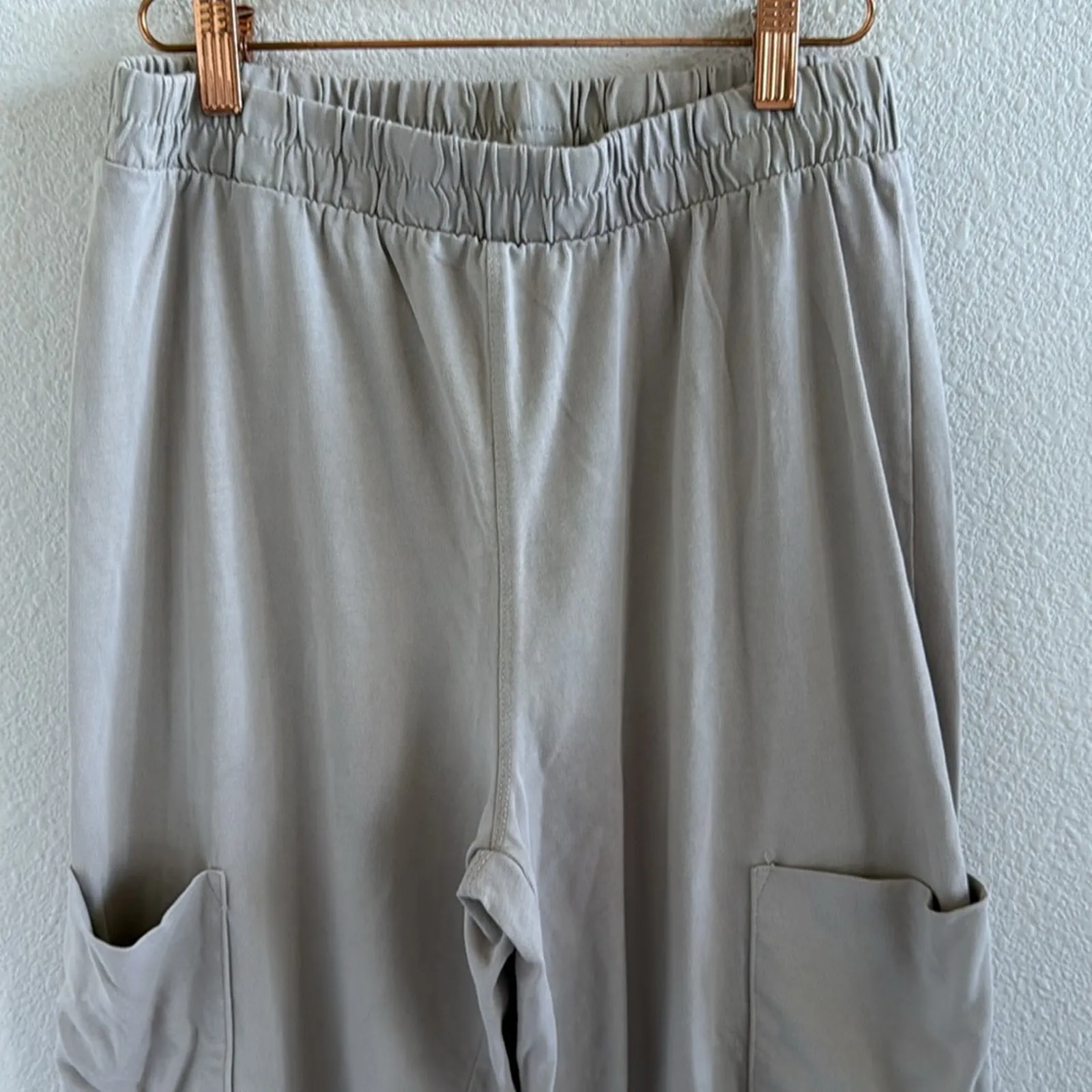 Zara Beige Cargo Pants Wide Leg Crop Neutral Medium - Image 3
