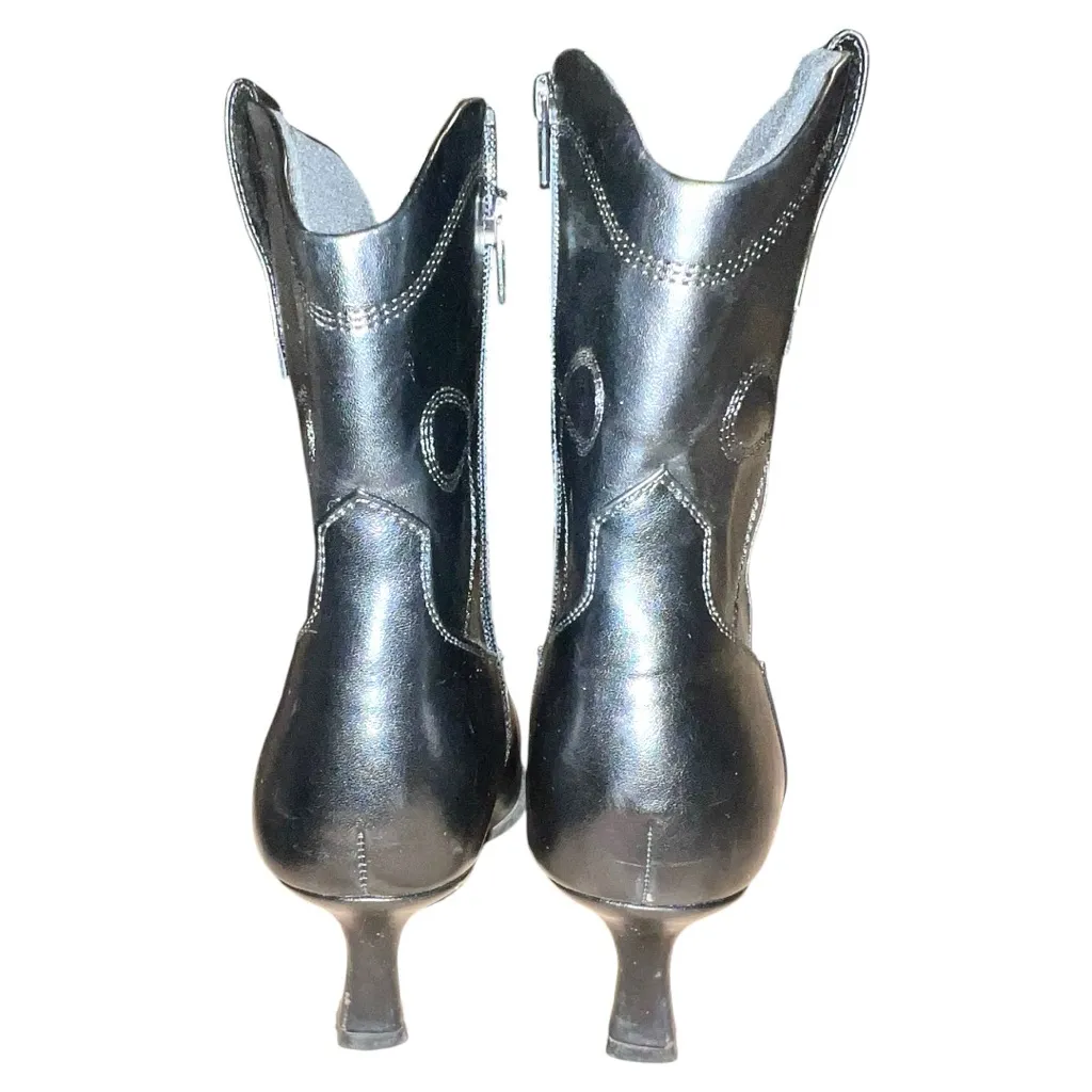 Universal Threads Black faux Leather calf length cowgirl Boots. - Image 6