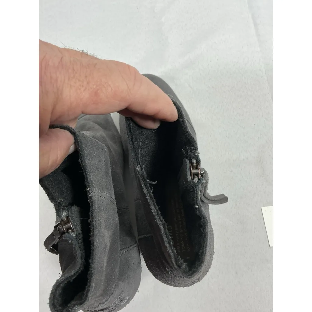Womans Tom’s Ankle Boots 8.5 Gray Wedge Side Zip Round Toe - Image 6